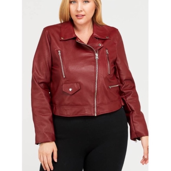 LAST ONE🎉HP❗️Plus Dark Red Zipper Motto Jacket - Picture 5 of 8